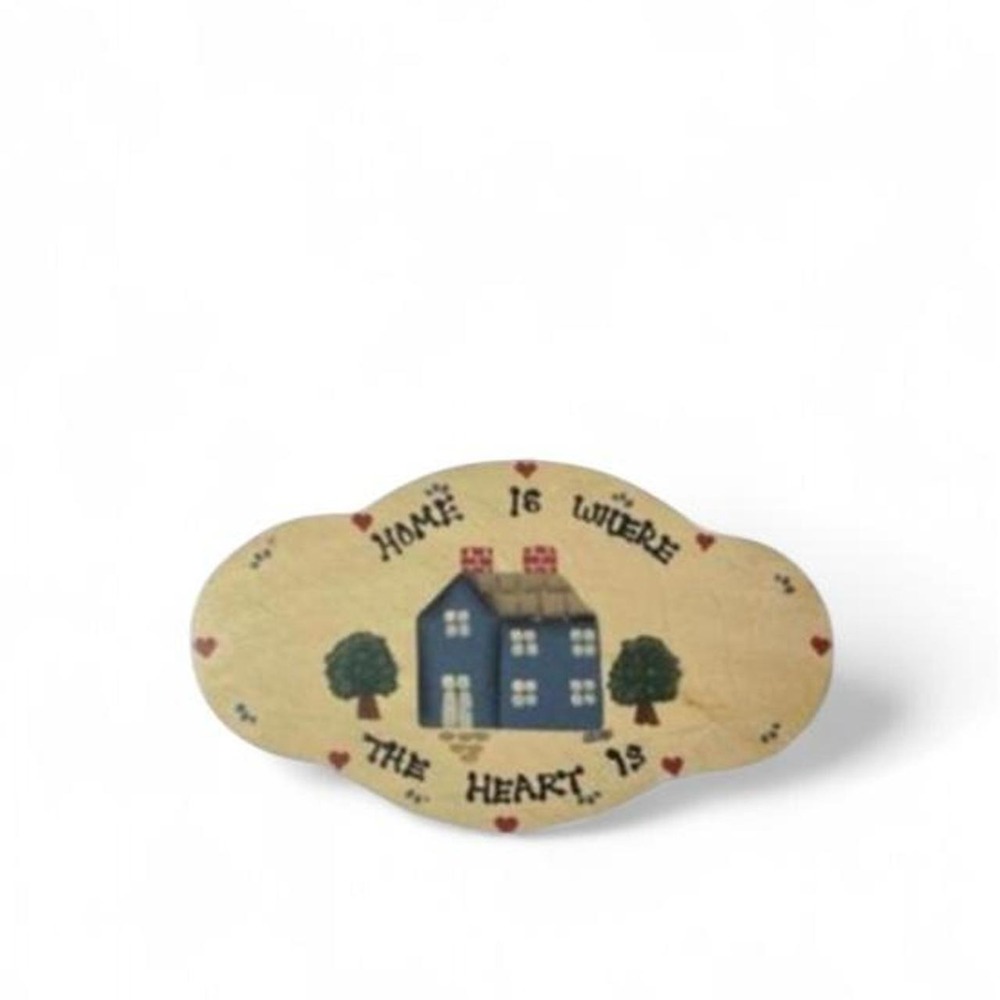 Vintage Cottagecore Home Is Where The Heart Is Handpainted Wood Wall Plaque Rare - Picture 1 of 8